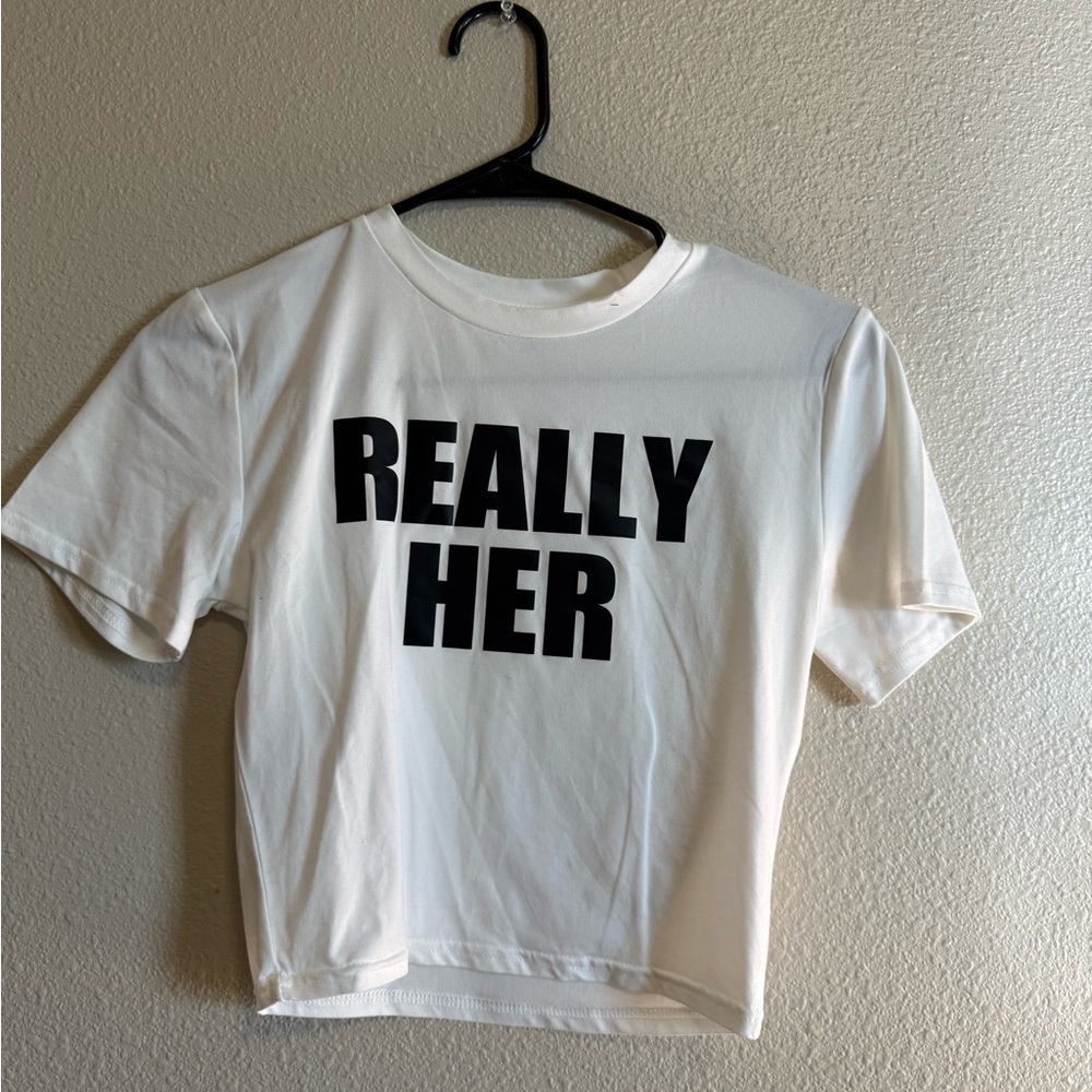 SHEIN White 'Really Her' Graphic Tee